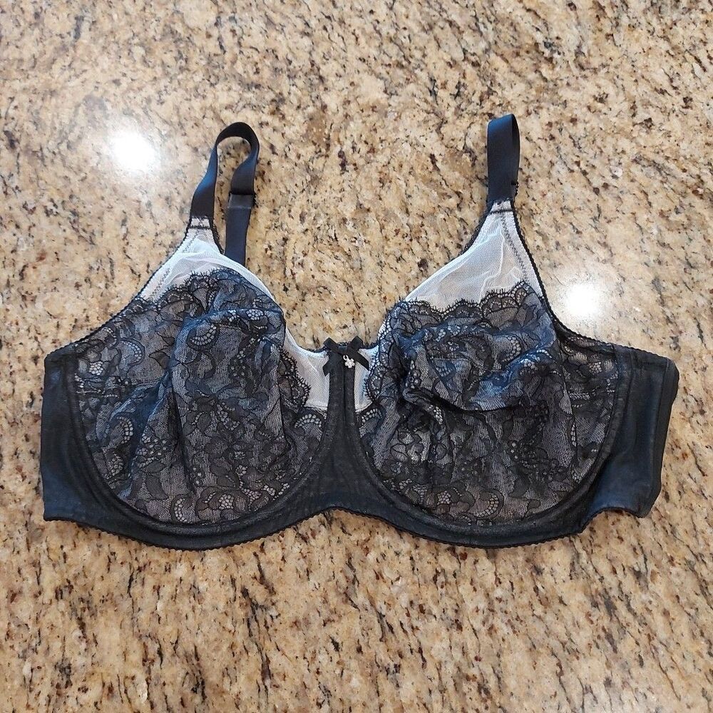 Wacoal 855186 Chantilly Lace Retro Chic Bra Black Underwire Size 42DD
